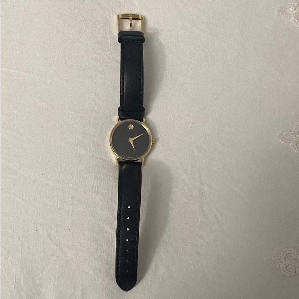 Movado Black Dial with Gold Trim Watch